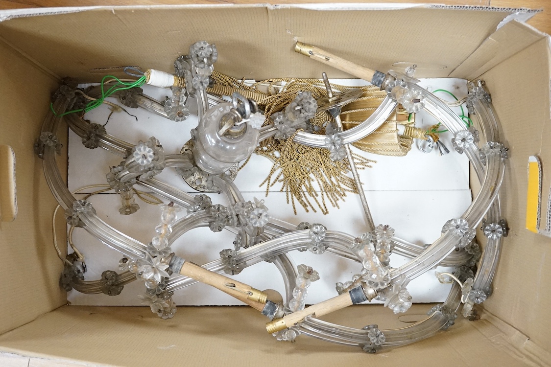 A Venetian style glass electrolier, disassembled. Condition - appears fair